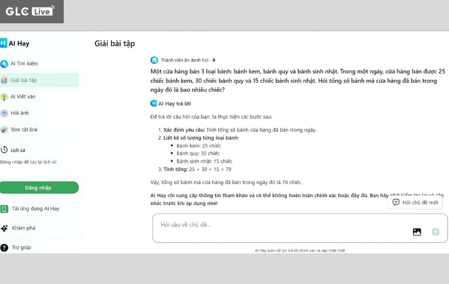 AI giải bài tập AI Hay