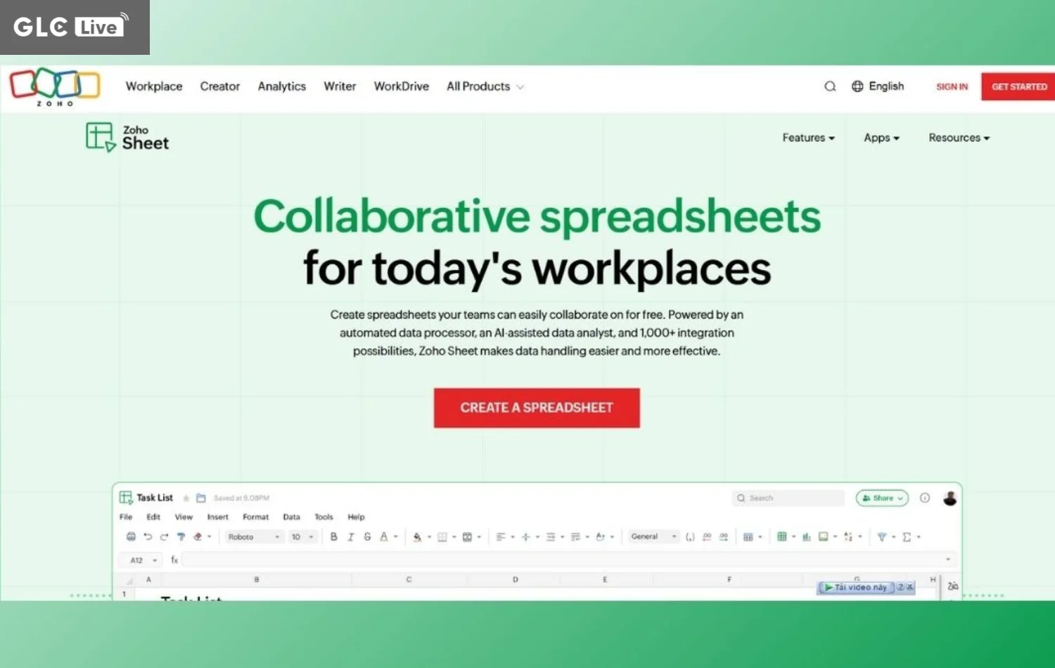 AI tạo biểu đồ Zoho Sheet