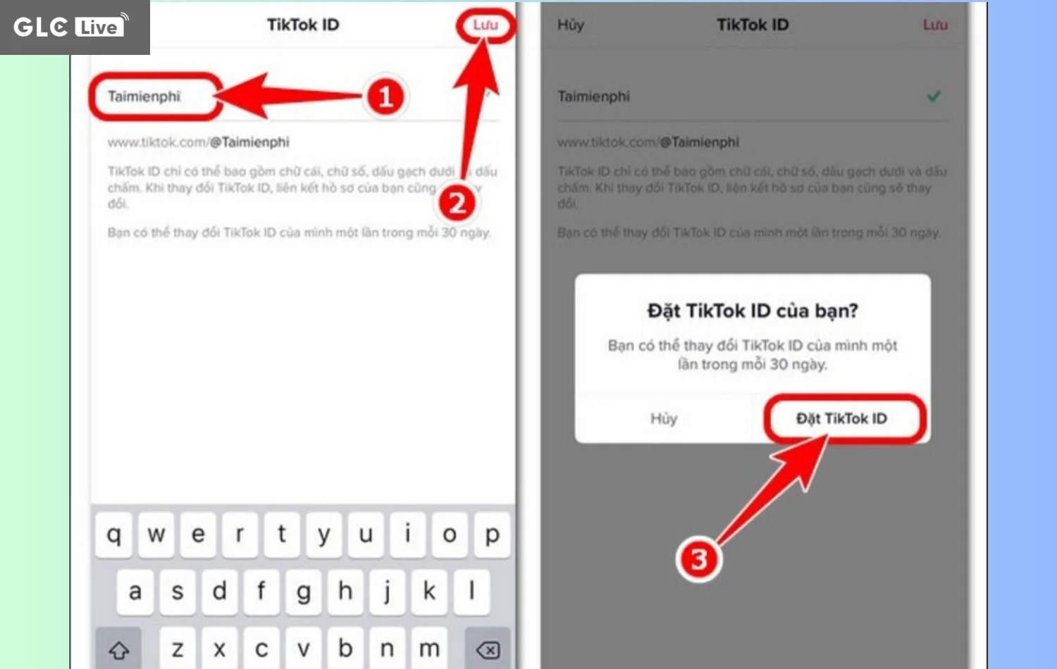 cách đổi ID TikTok chưa đủ 30 ngày nhập tên muốn đổi