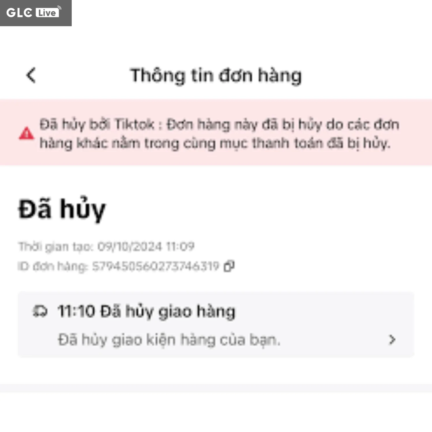 Cách hủy đơn hàng trên TikTok đơn hàng bị hủy bởi nền tảng