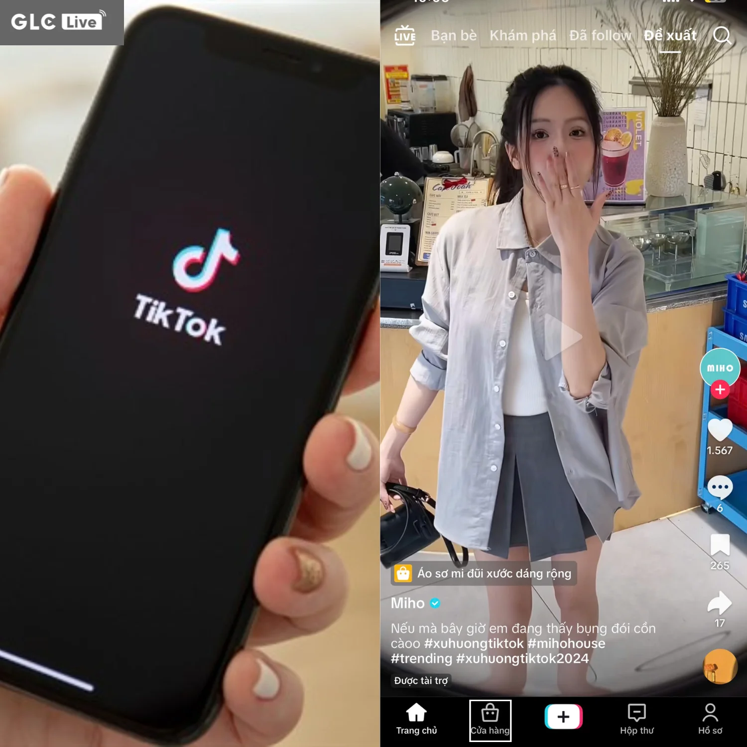 Cách hủy đơn hàng trên TikTok truy cập ứng dụng và nhấn cửa hàng