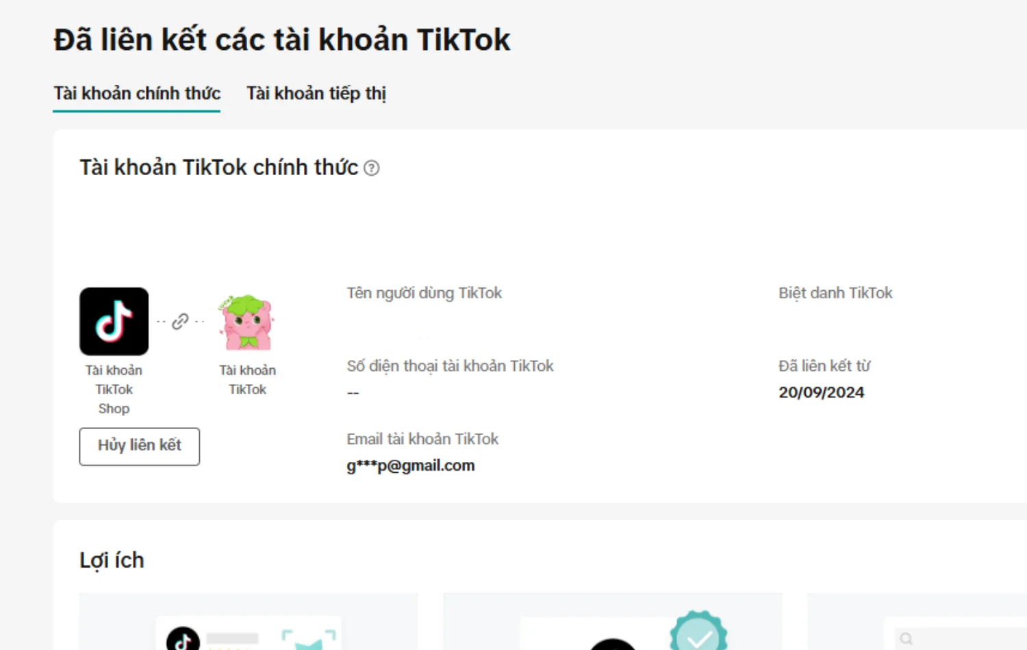 Cách liên kết TikTok Shop liên kết tài khoản thành công