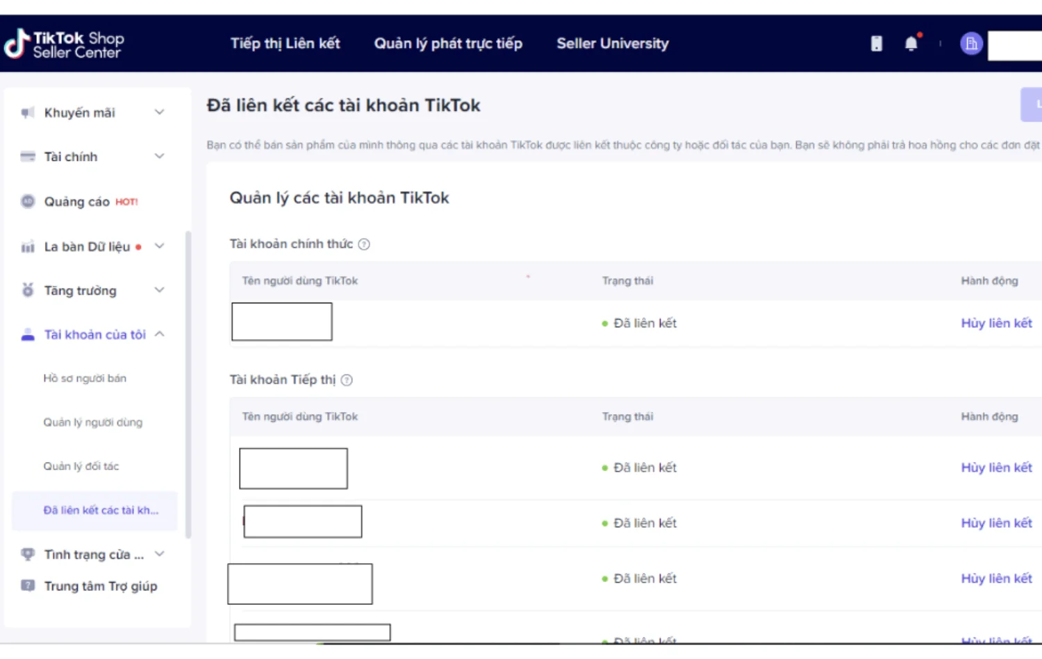 Cách liên kết TikTok Shop liên kết tài khoản cá nhân