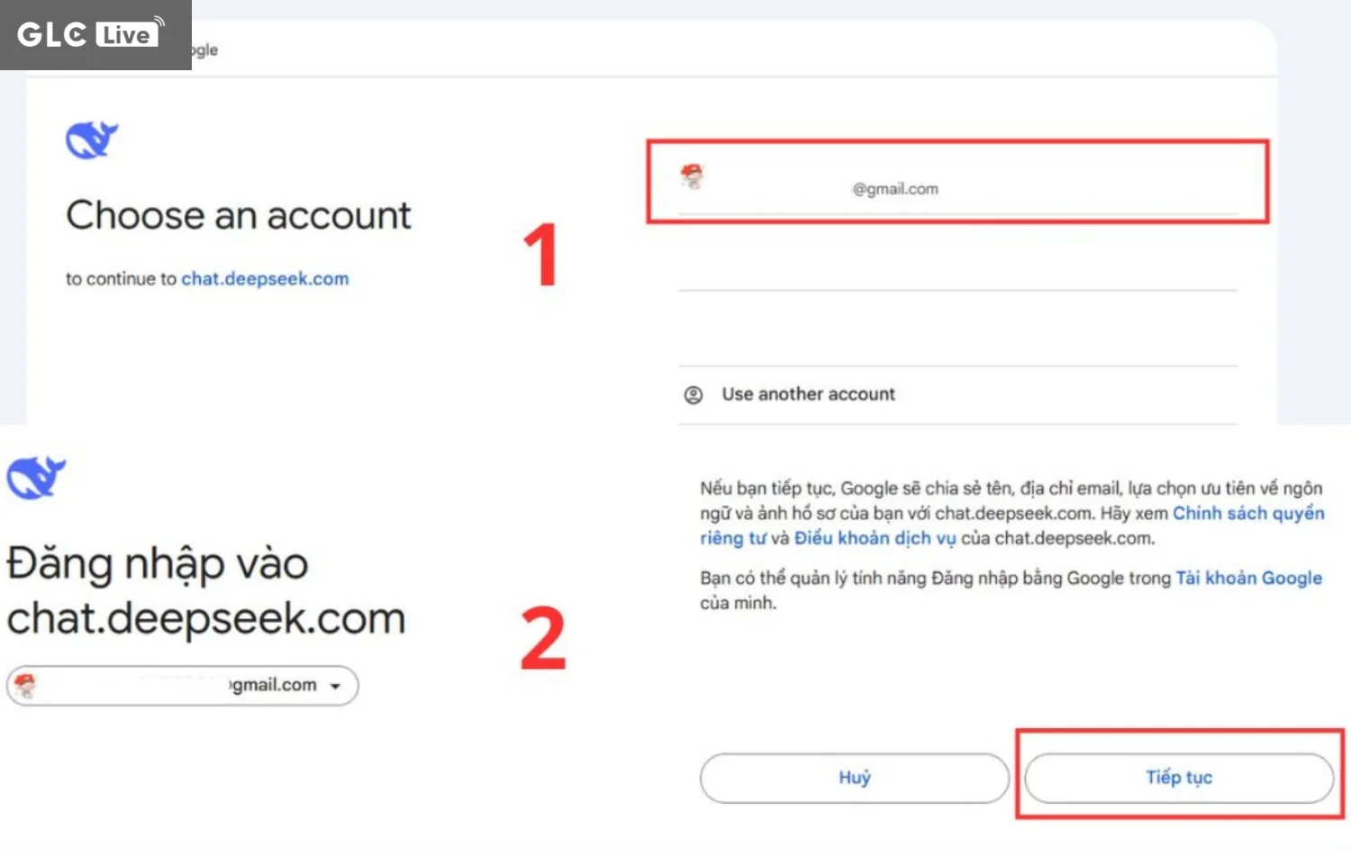cách sử dụng DeepSeek chọn tài khoản muốn đăng nhập