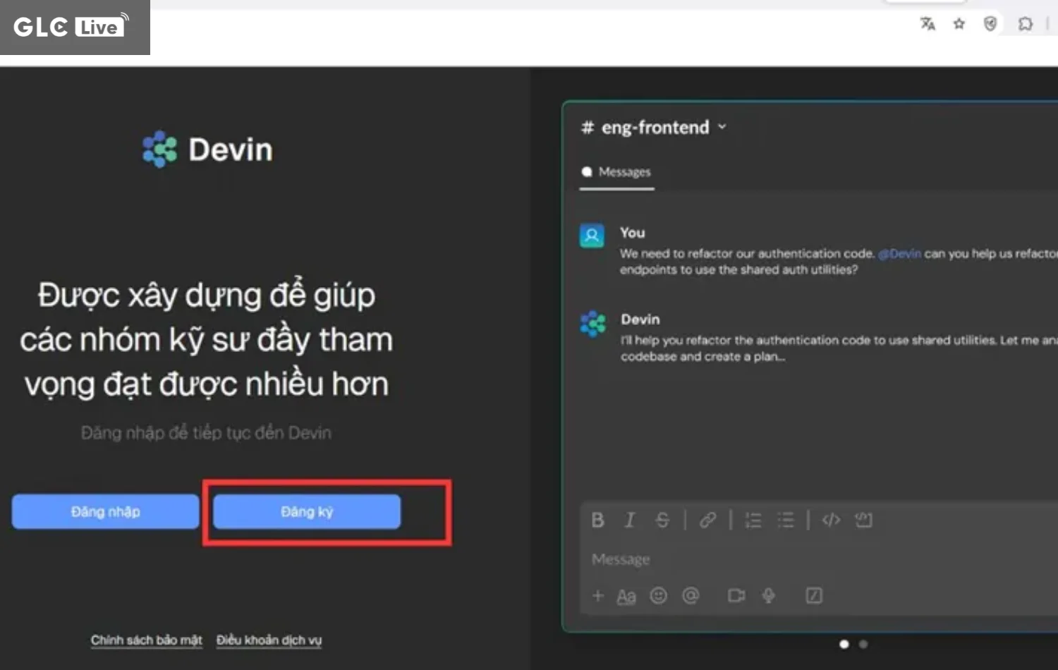cách sử dụng Devin AI chọn sign up để đăng kí