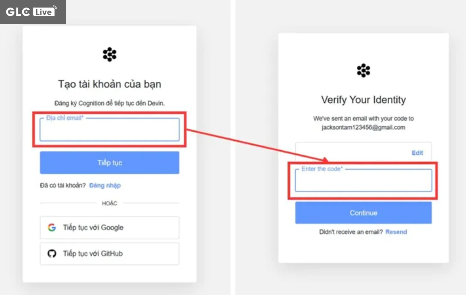 cách sử dụng Devin AI nhập mã xác thực email