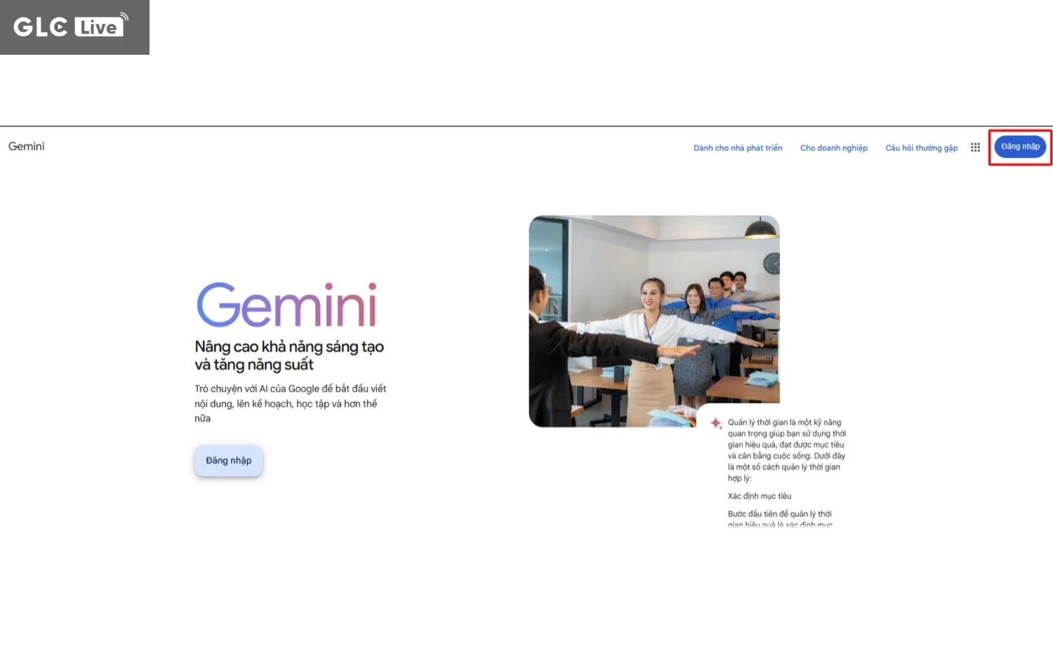 cách sử dụng Gemini AI chọn đăng nhập