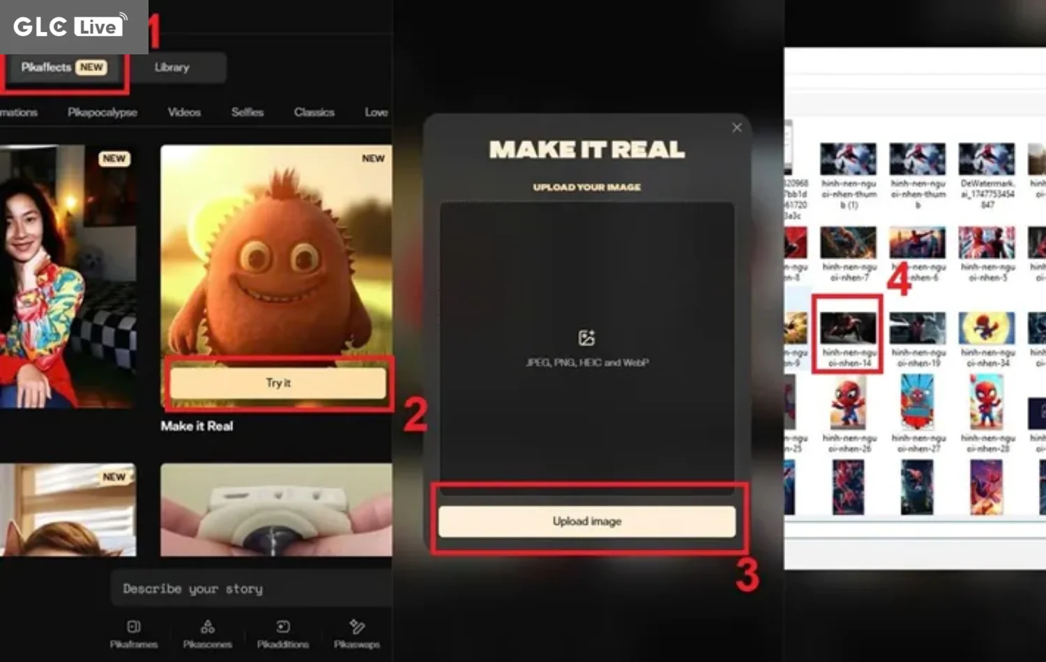 cách sử dụng Pika AI chọn try it sau đó nhấn up load ảnh