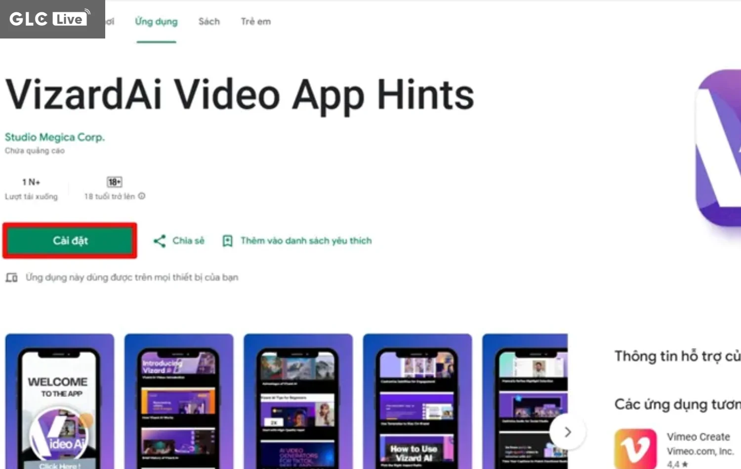 cách sử dụng Vizard AI vào ch play chọn cài đặt