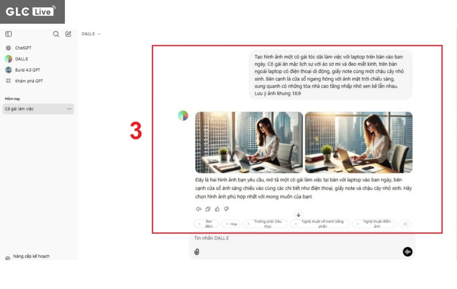 cách tạo hình ảnh bằng Chat GPT nhập mô tả sau đó chọn enter