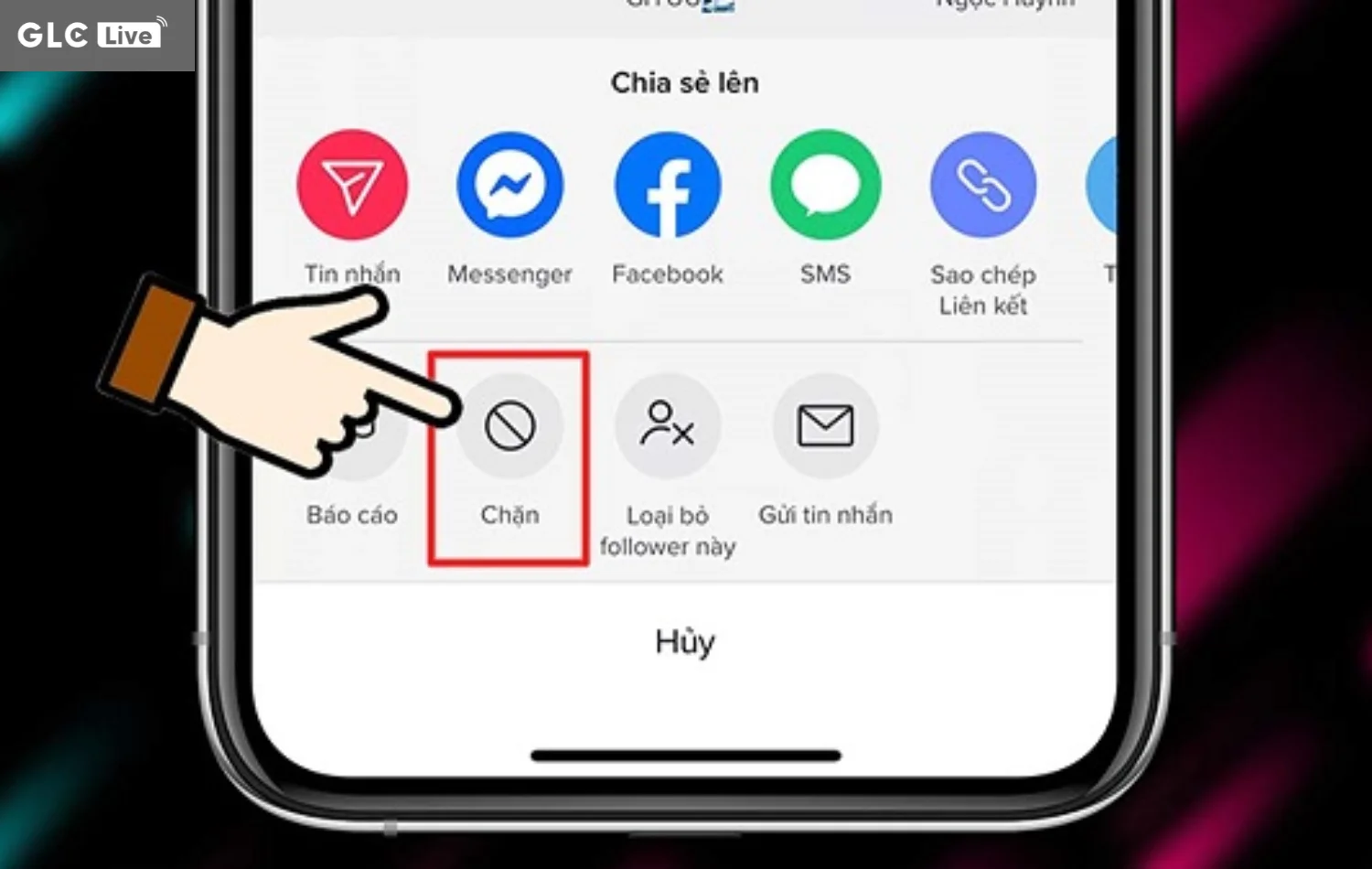 Chặn TikTok chọn tính năng chặn